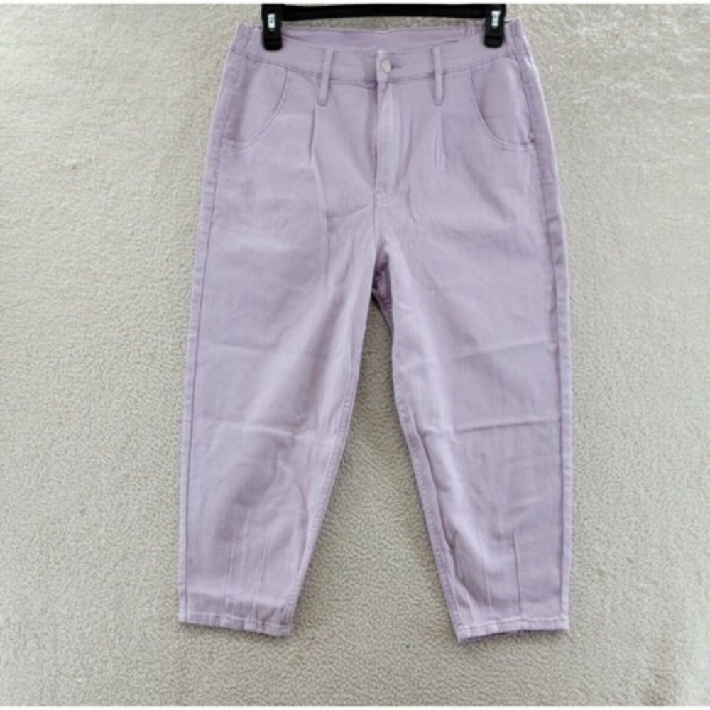AQUA Jeans Size 28 Lavender Cropped Balloon Tapered Pant High Waist Casual Denim